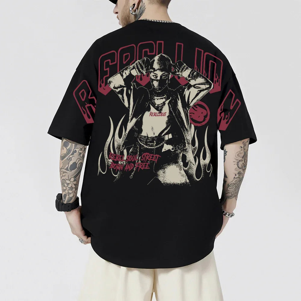 Camiseta Oversized Ombro á Ombro Rebellion Rebellious