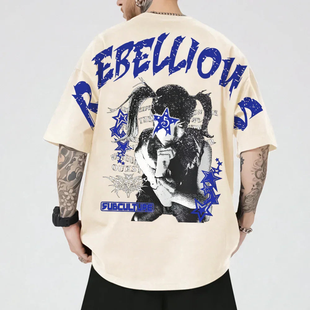 Camiseta Oversized Ombro á Ombro Reebelious Punk Woman