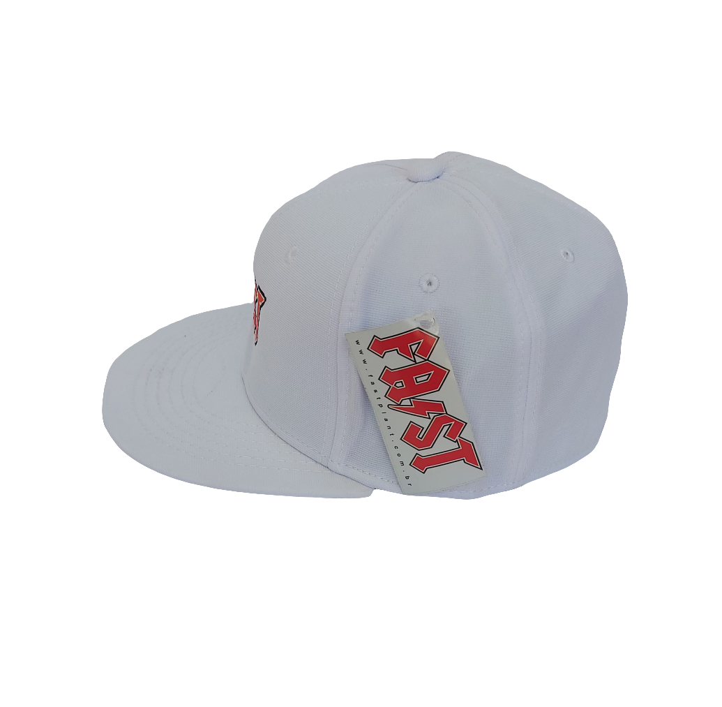 Boné Flex Fit Branco aba reta Bordado Fast Rock