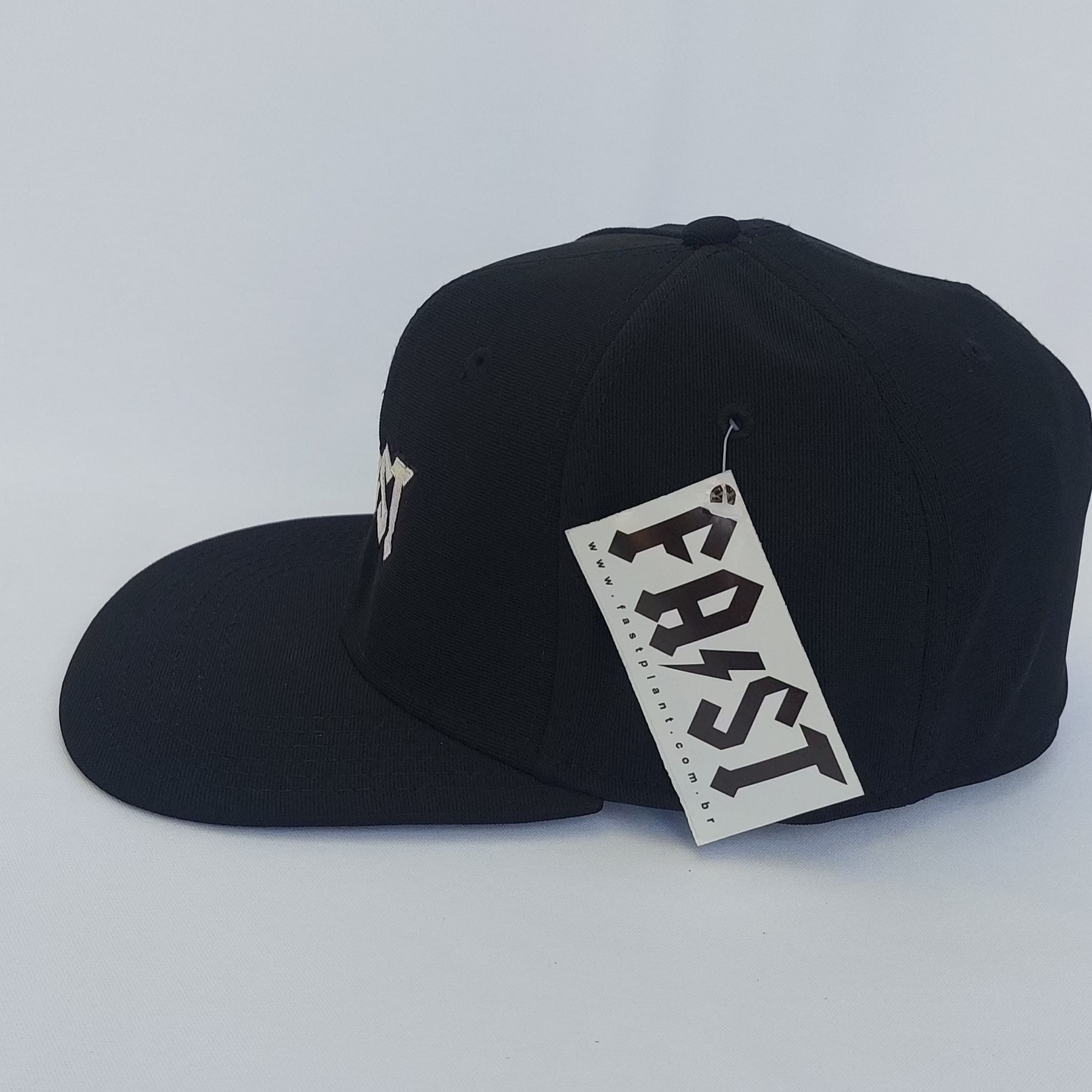 Boné Flex Fit preto aba reta bordado Fast rock