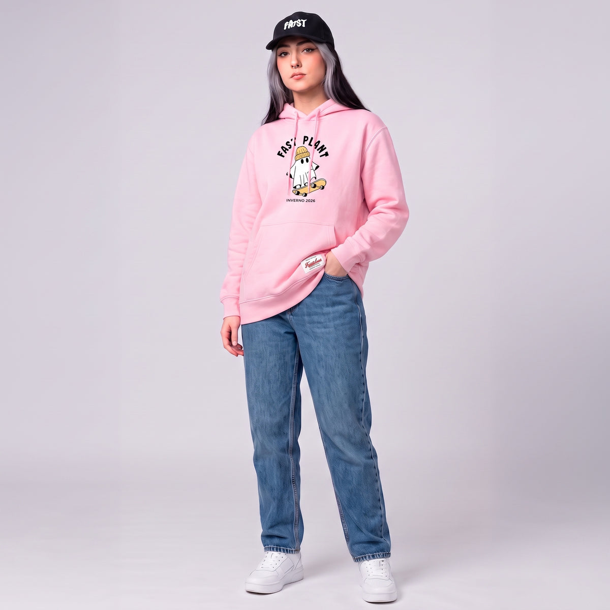 Moletom Fantasma skater rosa inverno 2026