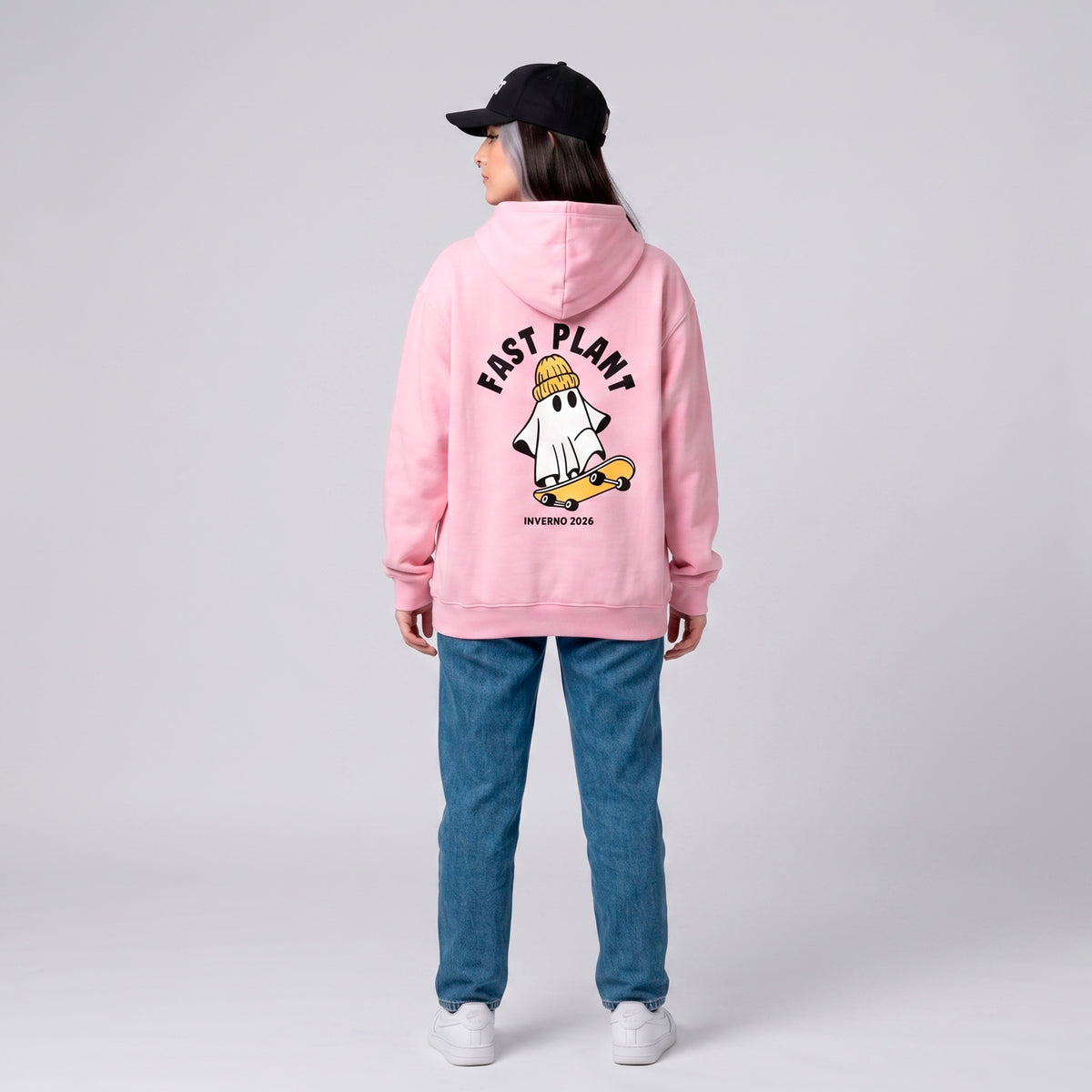 Moletom Fantasma skater rosa inverno 2026