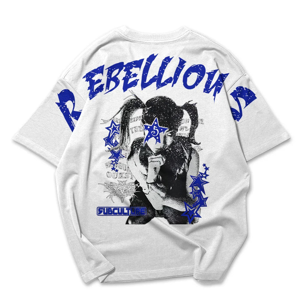 Camiseta Oversized Ombro á Ombro Reebelious Punk Woman