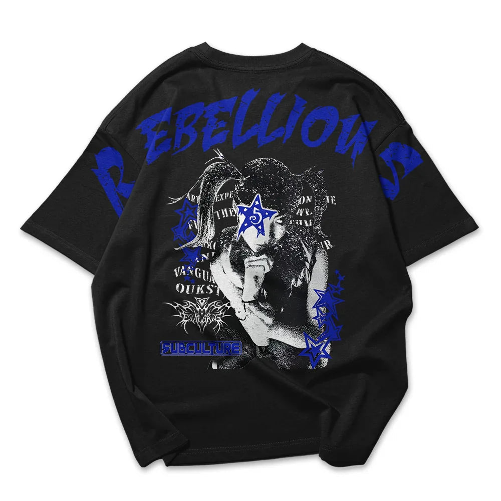 Camiseta Oversized Ombro á Ombro Reebelious Punk Woman