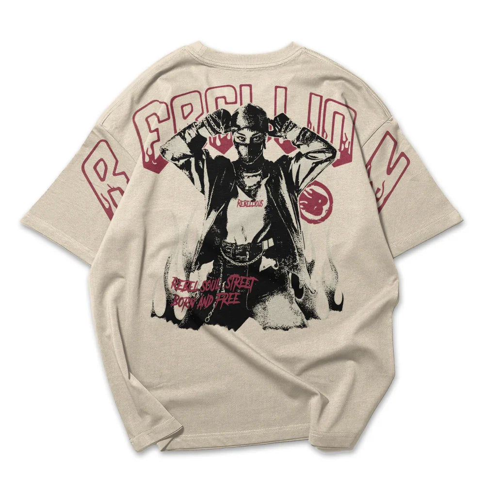 Camiseta Oversized Ombro á Ombro Rebellion Rebellious