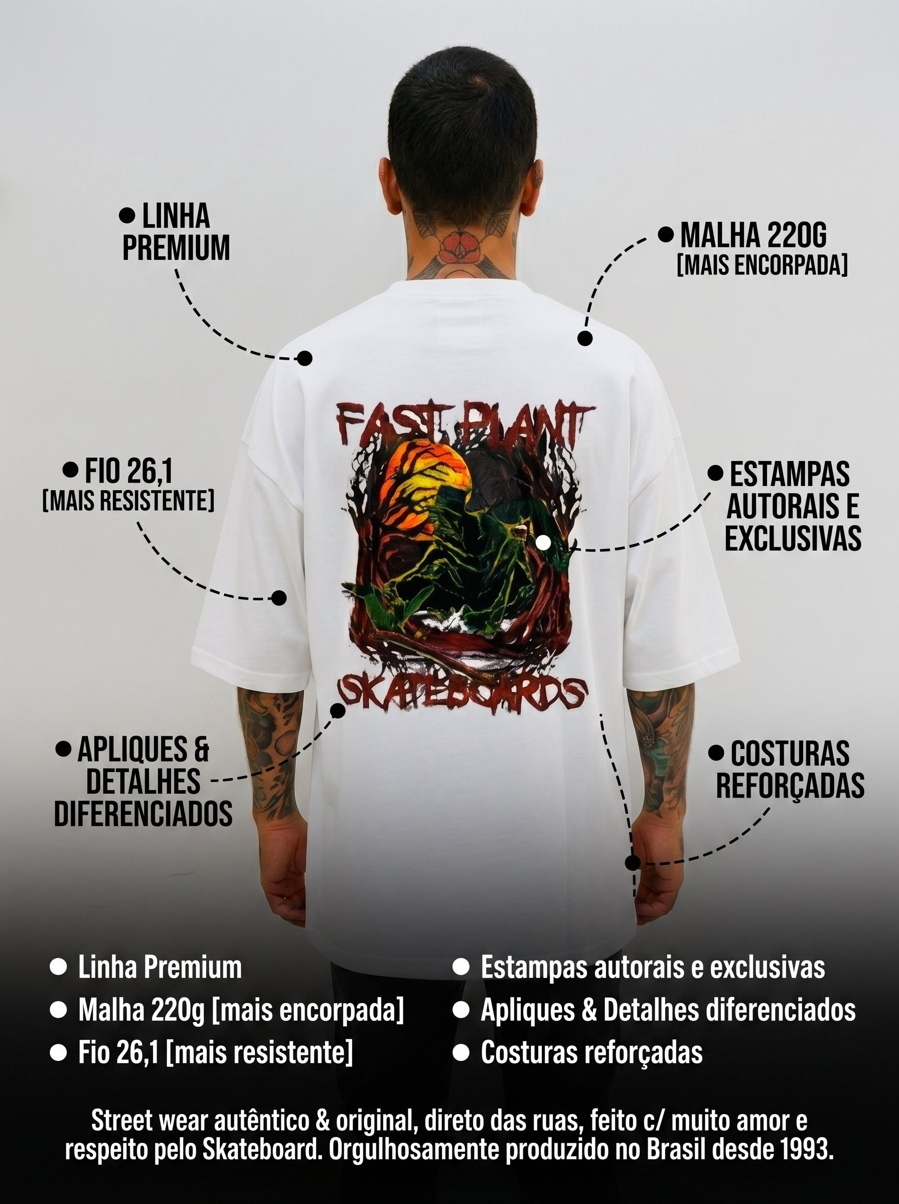 Camiseta Oversized Premium Fast Plant Skate Dark