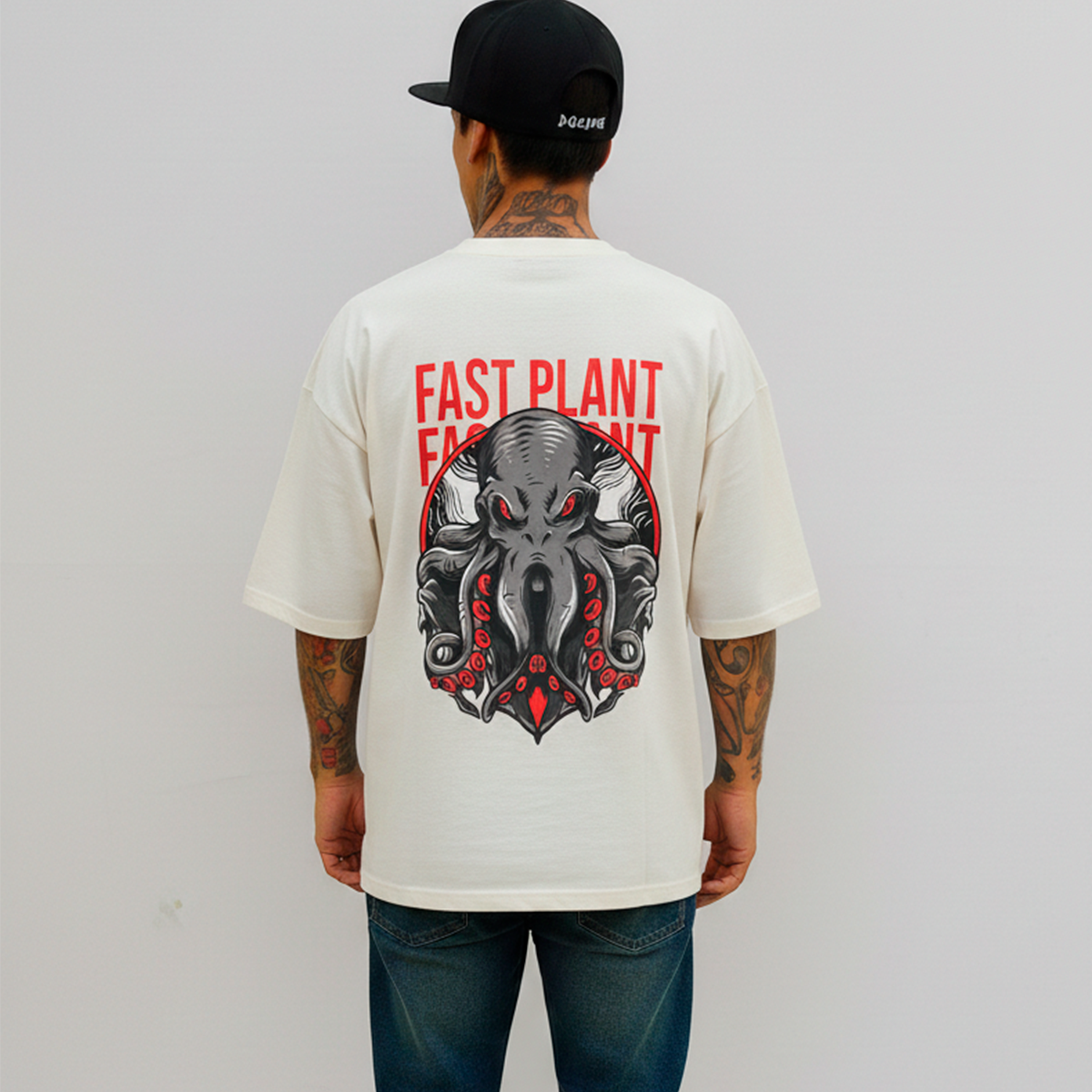 Camiseta oversized Premium Fast Plant Polvo Off Wh.