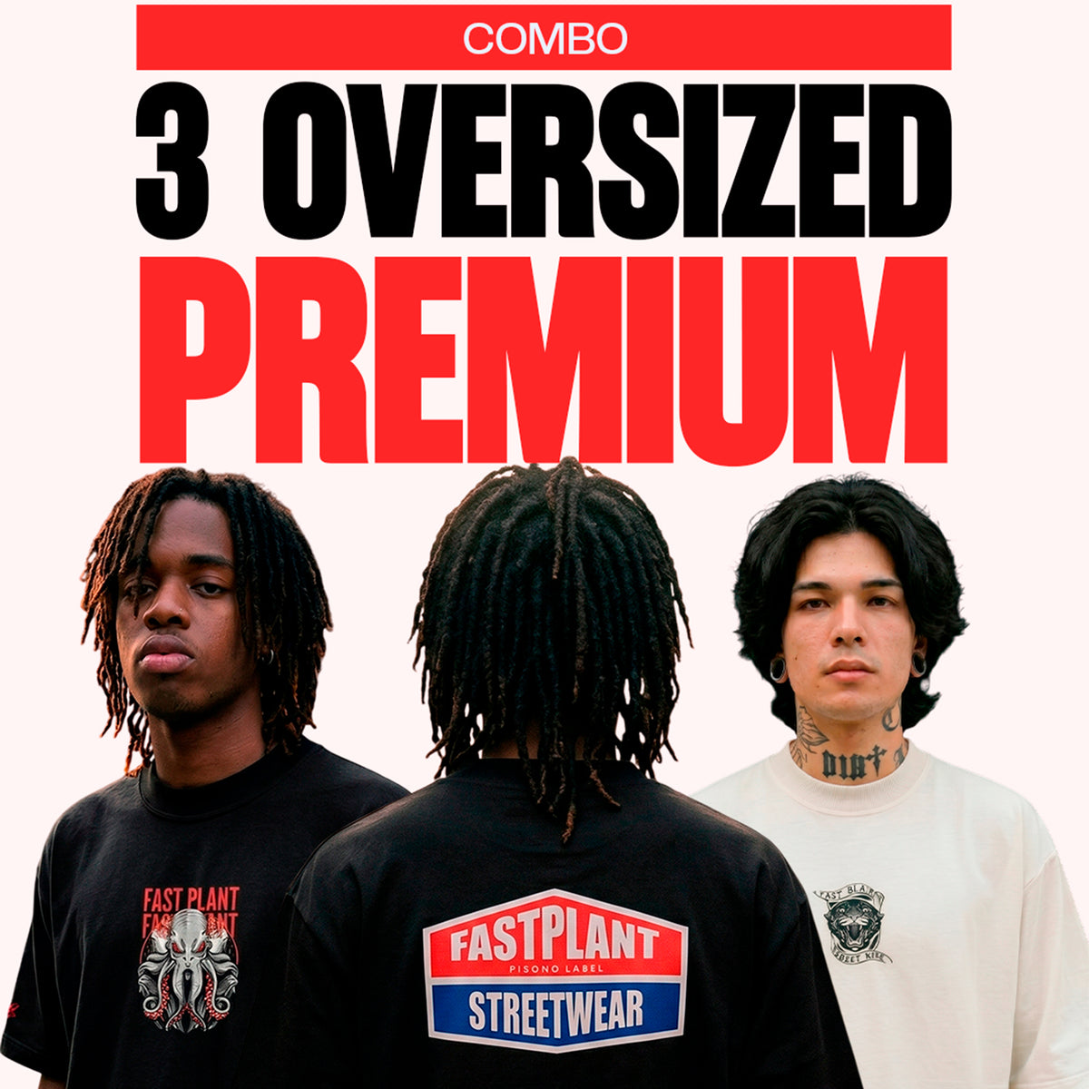 Combo 3 Camisetas Oversized Premium Streetwear