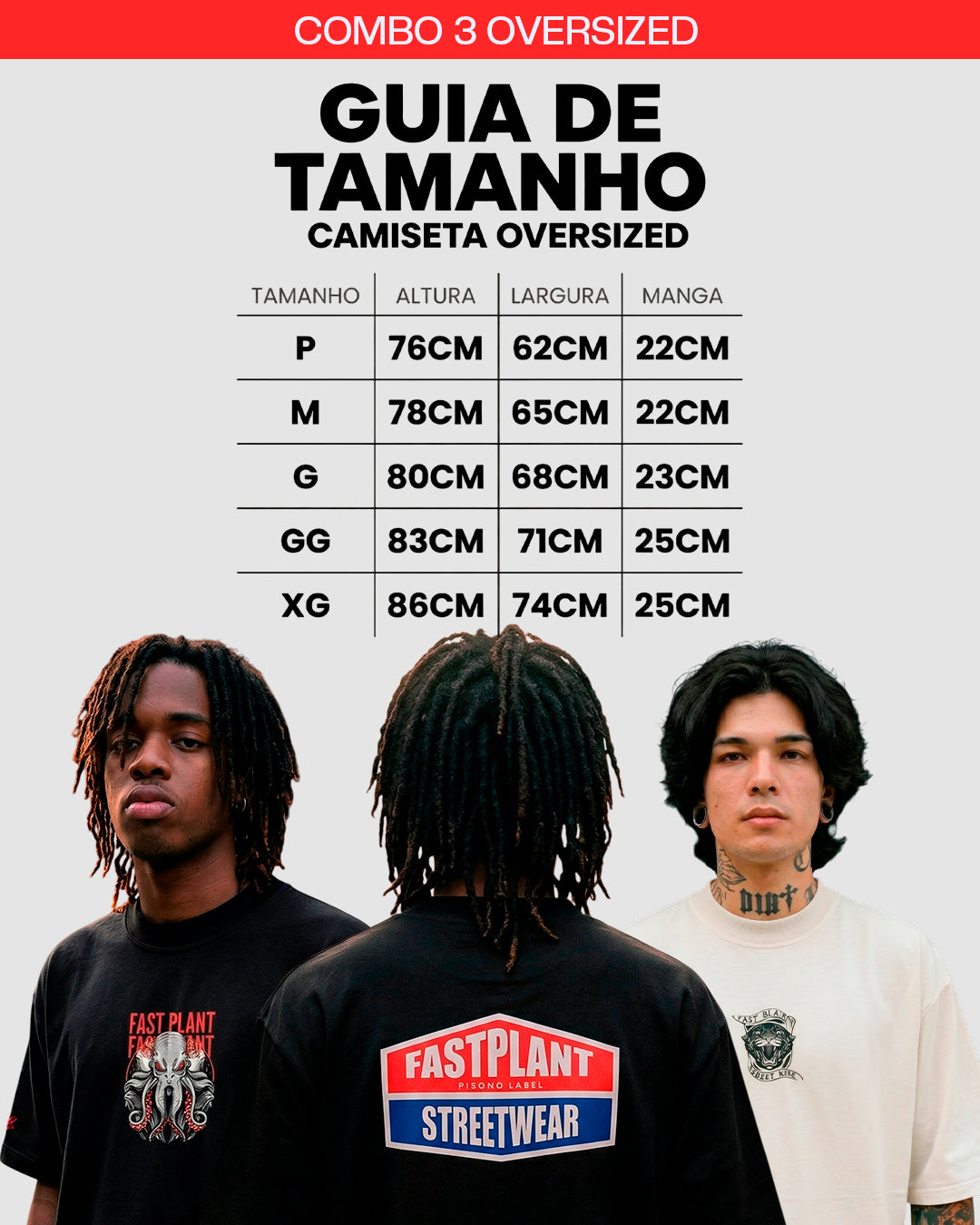 Combo 3 Camisetas Oversized Premium Streetwear