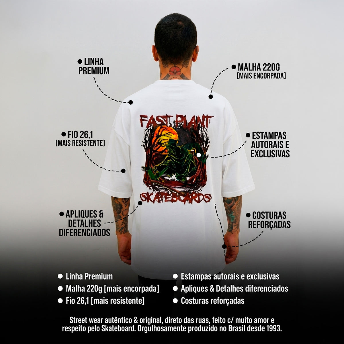 Camiseta Oversized Premium Fast Plant Skate Dark