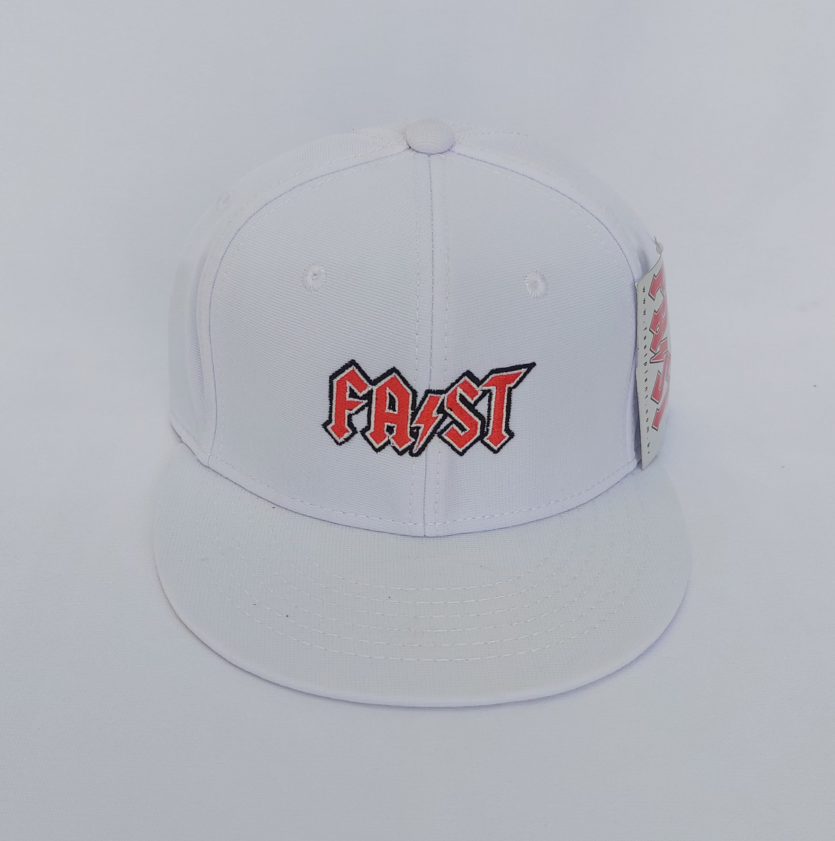Boné Flex Fit Branco aba reta Bordado Fast Rock