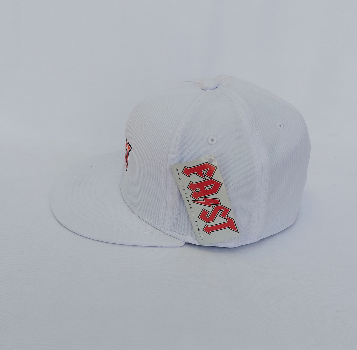 Boné Flex Fit Branco aba reta Bordado Fast Rock